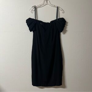 Vintage 90s Black Velvet Off Shoulder Prom Party Dress Goth Witchy Size 9/10